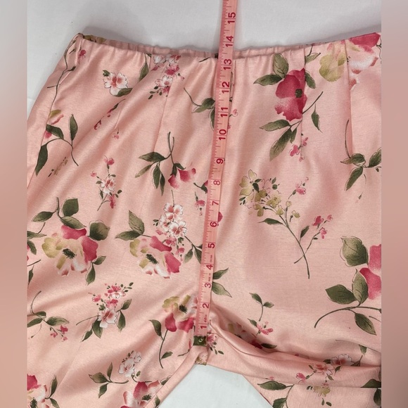 Sag Harbor Pink Pantsuit Elegant Sateen Floral Design Jacket Ankle Pants Size 12 - Picture 14 of 15